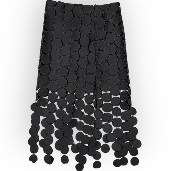 Commense Black Circle Applique Laser Cut Midi Skirt Whimsigoth Womens M Modern - Picture 2 of 12